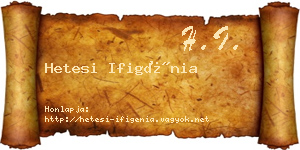 Hetesi Ifigénia névjegykártya